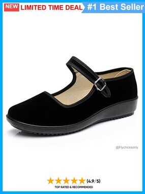 Metal Buckle Mary Jane Flats Cotton Lining Dance Yoga Shoes